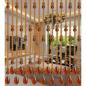 水晶帘厕所过道黄色珠帘门帘风水隔断帘客厅卧室厕阳台屏风垂吊帘打孔