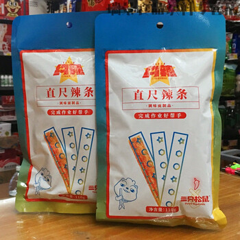 110g面筋串大辣片豆皮怀旧小零食调味面制品三只松鼠直尺辣条110g2袋