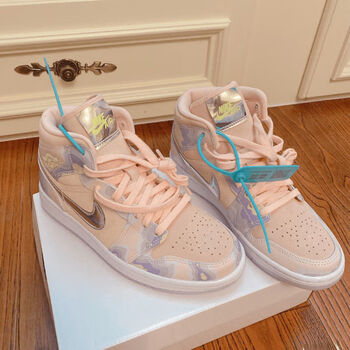 nike耐克()aj1高帮女鞋low冰淇淋鸳鸯大学蓝蒂芙尼绿百搭鞋母婴 云朵