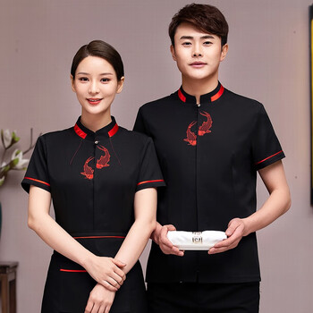馨源衣佰酒店餐厅服务员工作服男女短袖饭店快餐西餐网咖夏季服务员年