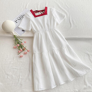 8岁女孩度假连衣裙9儿童甜美公主裙子白色165码建议高1551628598斤