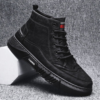 布洛克英伦男士休闲皮鞋潮流鞋男高帮靴子马丁男单鞋绅士板鞋黑色39