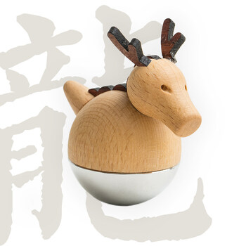 十二生肖不倒翁木质创意办公室桌面小摆件牛吉祥物装饰 小龙女