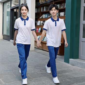 民国校服套装学院风初高中学生班服长短袖老式怀旧蓝白运动会开幕左耳