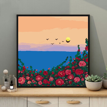 油画手工涂色装饰风景油画艺术填色画画手绘唯美挂画 xf028玫瑰花群