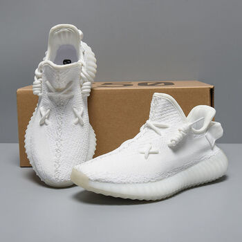 椰子鞋男女运动休闲百搭减震情侣透气春夏跑步鞋 350v2纯白色(巴斯夫