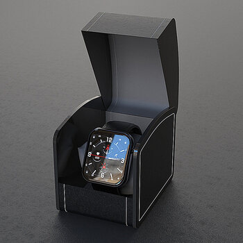 仪男女防水多功能计步适用iwatch5代华为vivo4小米opp黑色皮质礼盒款