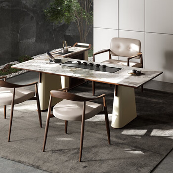 悠质家居功夫茶桌椅组合高端大气别墅岩板茶桌创意家用现代轻奢茶台