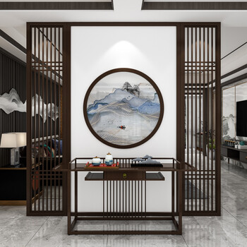 新中式屏风新中式实木玄关屏风通顶隔断木质花格客厅茶室定制隔挡入户