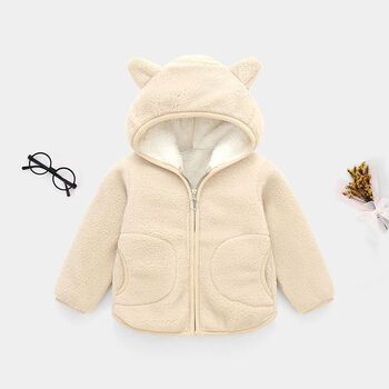 洋妙珂儿童加绒连帽外套双层厚男女童加厚冬装儿童抓绒外套宝宝保暖