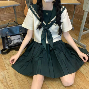 bkqujk制服套装水手服百褶半身裙夏季小个子包臀a字一步短裙学生校服