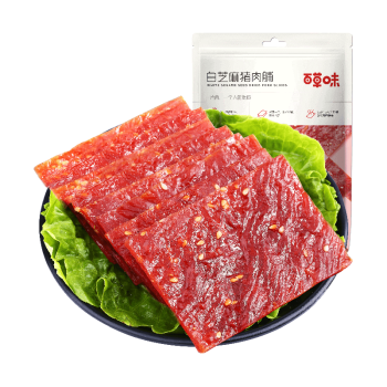 百草味 猪肉脯自然片 休闲食品靖江肉片肉干 白芝麻猪肉脯100g