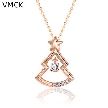 vmcks925镶锆石圣诞树项链女韩国时尚网红锁骨链秋冬饰品圣诞树项链色