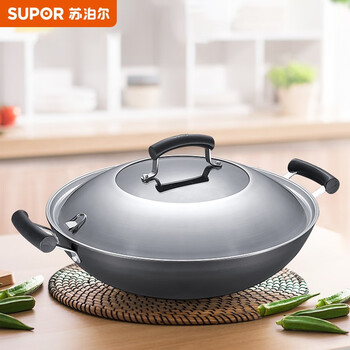 苏泊尔supor臻铁真不锈铸铁双耳炒锅36cmfc36z3