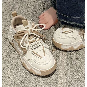 卓诗尼黑白熊猫老爹鞋女单鞋秋冬新款厚底小众炸街显脚小小白运动鞋