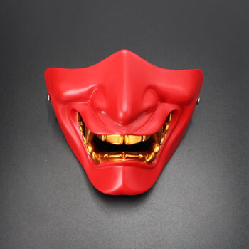 面具般若鬼半脸游戏周边日本武士二次元cos舞会道具 红色般若【小号】