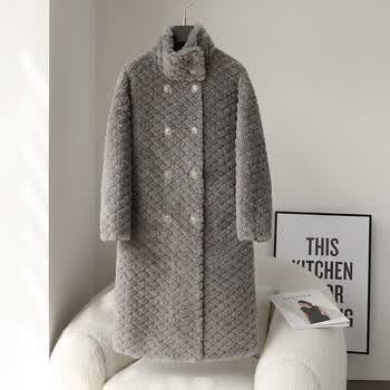 潮衣控官方品牌直营产立领羊剪绒大衣女绵羊毛皮草外套中长