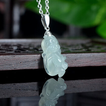 小小钰 迷你天然a货翡翠猴吊坠缅甸玉猴挂件立体玉石12生肖小猴子挂坠