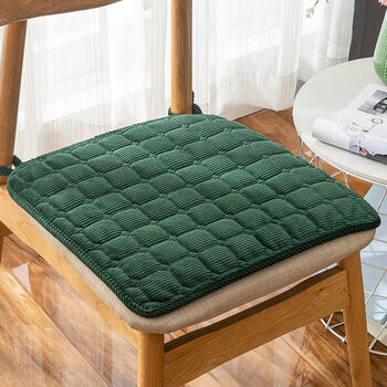 毛绒防滑绑带屁垫简约纯色方形餐椅坐垫办公椅灯芯绒绿色其他尺寸定做