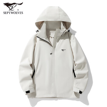 七匹狼(septwolves)春季冲锋衣外套男士户外运动防风防水夹克衫潮流连