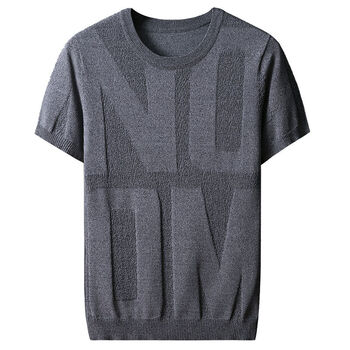 棕鸾半袖男冰丝短袖镂空夏季t恤大码针织衫薄款春季线衣男士打底韩版