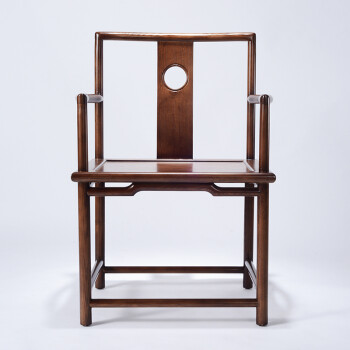 致泽新中式禅意主人椅茶桌主椅泡茶椅子白蜡木太师椅全实木单人扶手椅 胡桃色