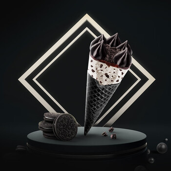 和路雪超级可爱多甜筒黑蛋筒奥利奥巧克力风味香草口味冰淇淋家庭装82