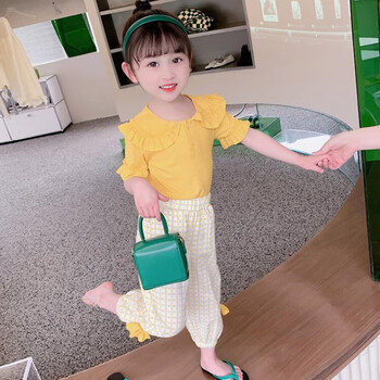 迪凡熊女童套装16岁小女孩衣服韩版时尚儿童夏装2岁女宝宝衣服小童