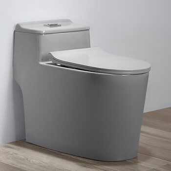 家用灰色普通马桶抽水节水坐便器虹吸式卫生间陶瓷彩色马桶灰色方形