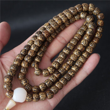 桃花诺包老西藏罕见血丝菩提子手串念珠藏式金丝星月菩提子佛珠念珠