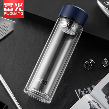 男办公泡茶杯带把学生隔热便携过滤带盖水杯子定制2020新款350ml炫蓝