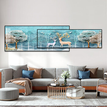 【品质好物】森有麋鹿简约风客厅装饰画画中画大幅叠加沙发背景墙挂画