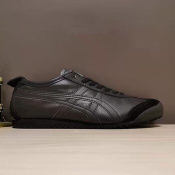 tiger鬼冢虎男女运动休闲鞋牛皮阿甘板鞋老虎牌鞋经典小白鞋 2158全黑