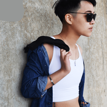 奥元素帅t束胸内衣女les无绷带挂钩平胸透气束胸短款大胸显小内衣白色