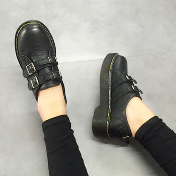 卓诗尼ins小皮鞋女英伦学院风学生韩版百搭原宿厚底加绒复古大头鞋