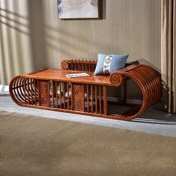 刺猬紫檀)贵妃床沙发榻椅实木新中式午睡躺床美人榻  长210*宽66*坐高