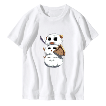 新款英雄lol嚎哭深渊可爱魄罗周边联盟游戏男女纯棉夏短袖t恤 白色3 s