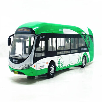 玩筝盒装北京公交新能源巴士客车声光回力车模型大红鱼合金玩具车