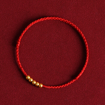 福新款999红绳手链女手工编织本命年属兔金珠金生日 五颗手链(红绳)