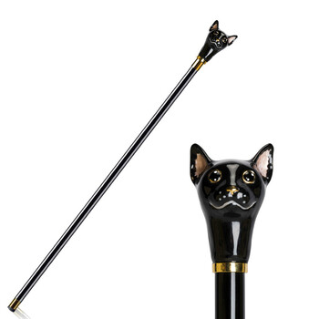 绅士手杖文明棍拐杖霸气英伦动物手柄权杖创意礼品文明手杖 黑色 萌