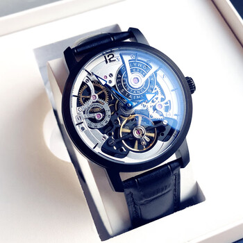 雷诺rarone2023新款潮流手表男士镂空陀飞轮全自动机械表黑科技运动男