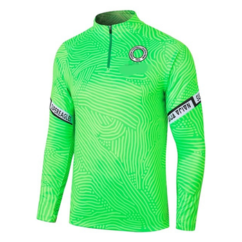 nigeria尼日利亚球衣足球赛热身半拉卫衣男儿童训练服 荧光绿上衣 110