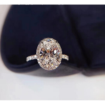 碧秀堂 鸽子蛋钻戒18白色指环镶嵌进口莫桑钻石2克拉3克拉钻戒p950