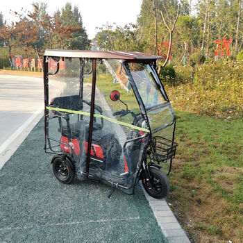 电动三轮车车棚加厚车篷休闲小巴士三轮车透明雨棚老年封闭雨篷 70*