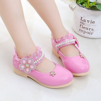 五七十女孩岁穿的新款春秋单鞋公主鞋小皮鞋粉色15636