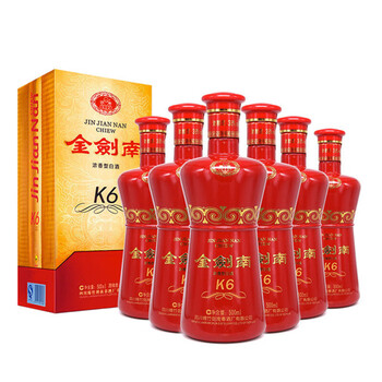 金剑南k6 38°52° 500l瓶 整箱 多规 浓香型白酒 38度整箱