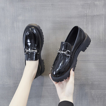 中学生合唱黑皮鞋女校园表演出穿的少女春秋英伦风厚底松糕初中生一脚