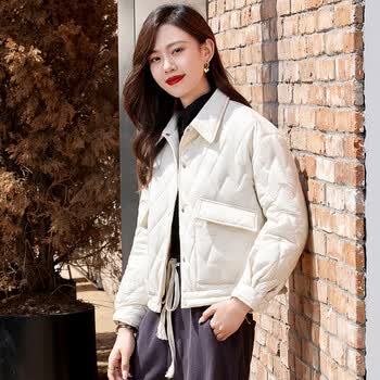 梵侈赫尔小个子短款菱格棉服女2022年新款棉袄时尚休闲夹克棉衣外套潮