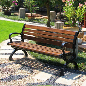 户外椅子庭院园林别墅花园长椅休闲椅靠背排椅大理石塑木公园椅 1.