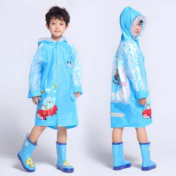 
                                                            明嘉儿童雨衣可爱男童女童带书包位学生夜光安全雨披彩色幼儿园防水雨具 蓝色225  (仅雨衣) L(建议身高106-115cm)                